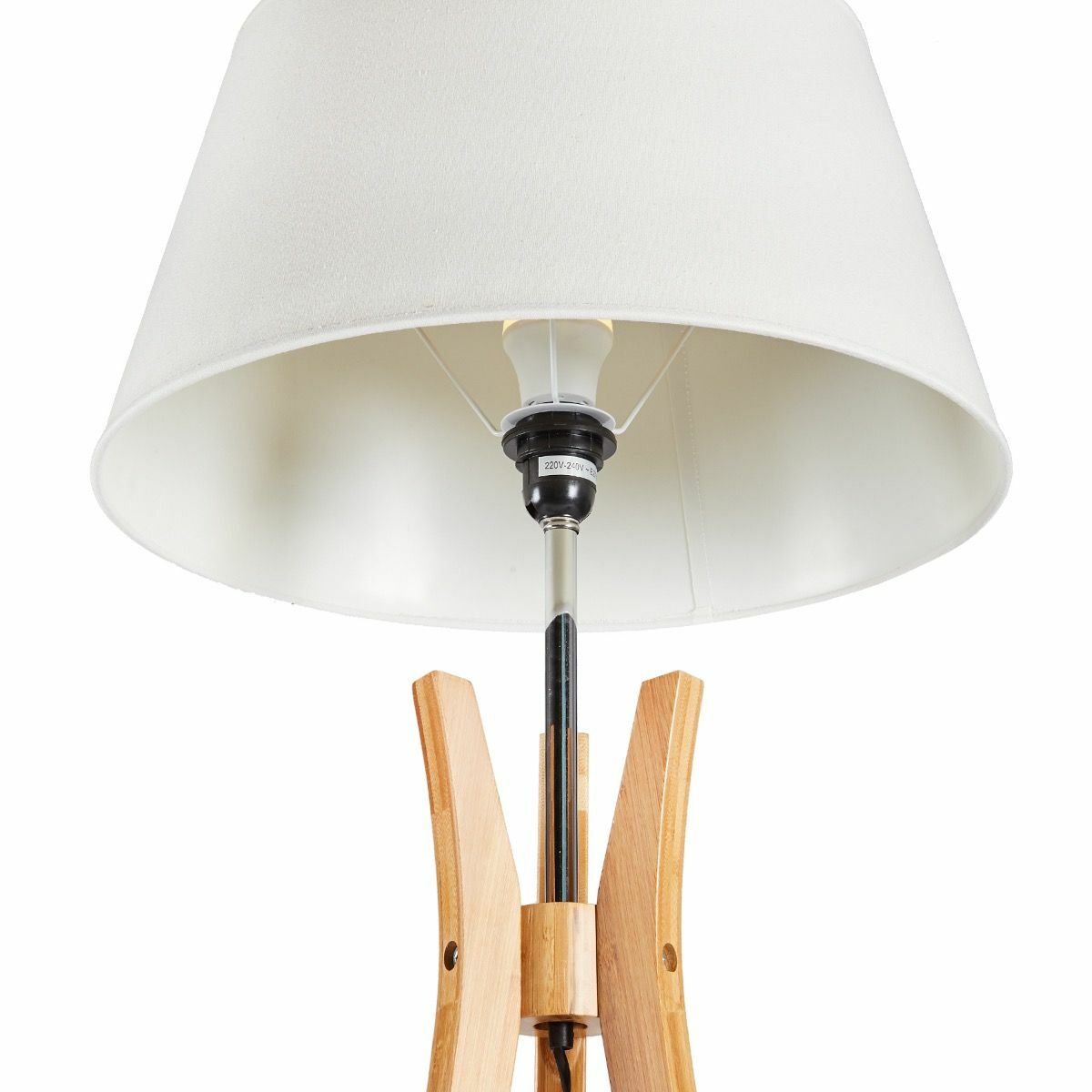 Bamboo tripod floor lamp with washed white linen shade
