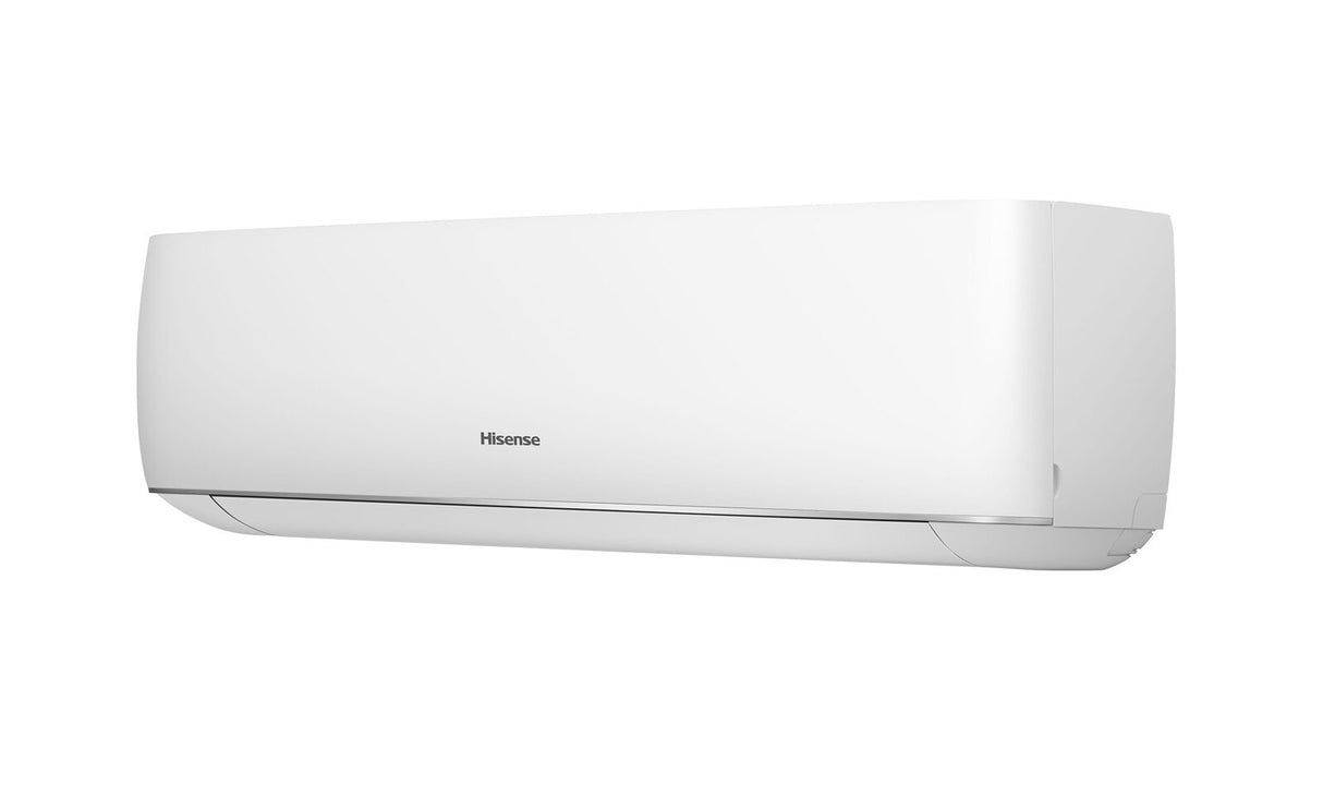 Split system air conditioner shown heating a living room