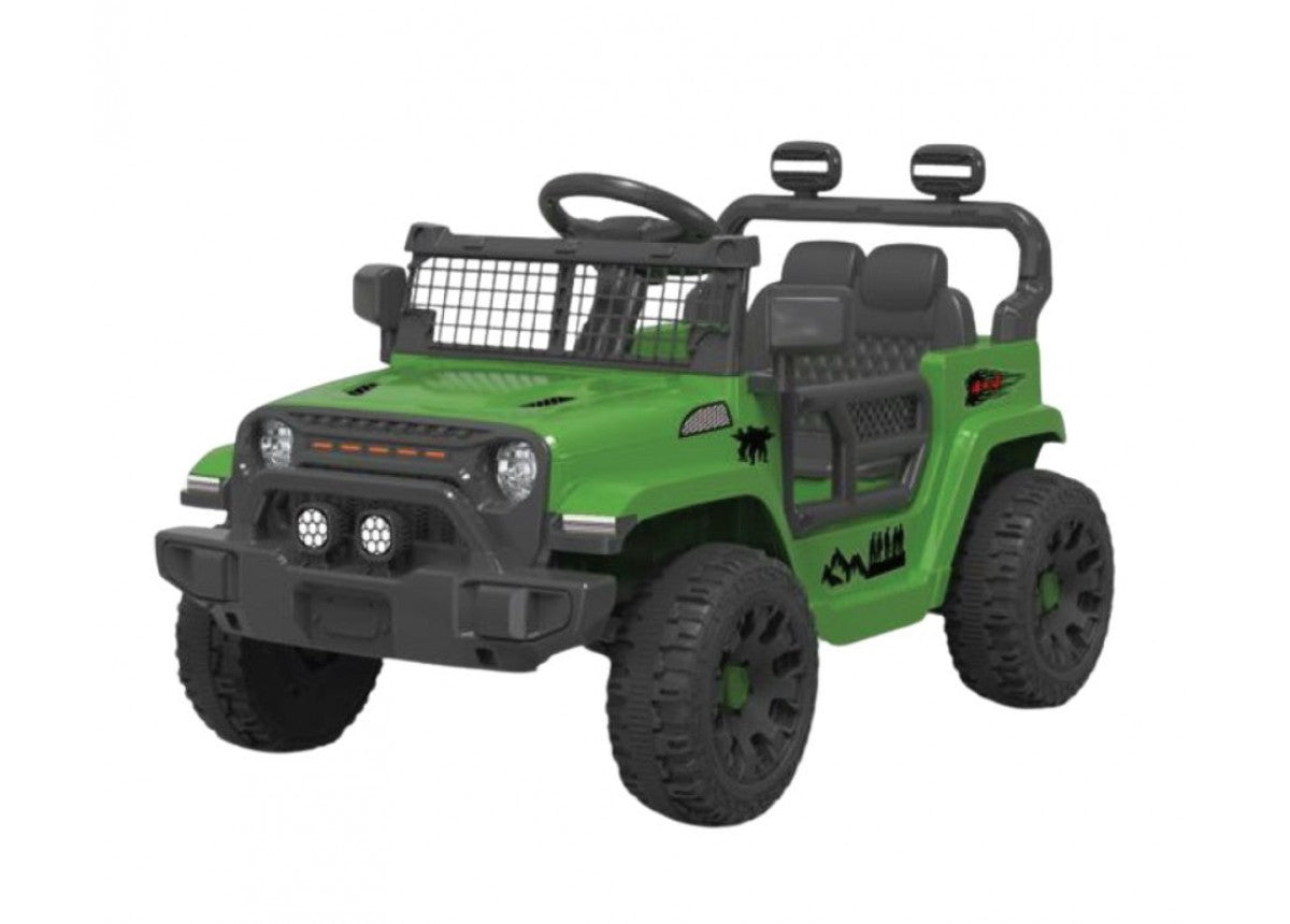 Green kids electric ride on car with LED headlights