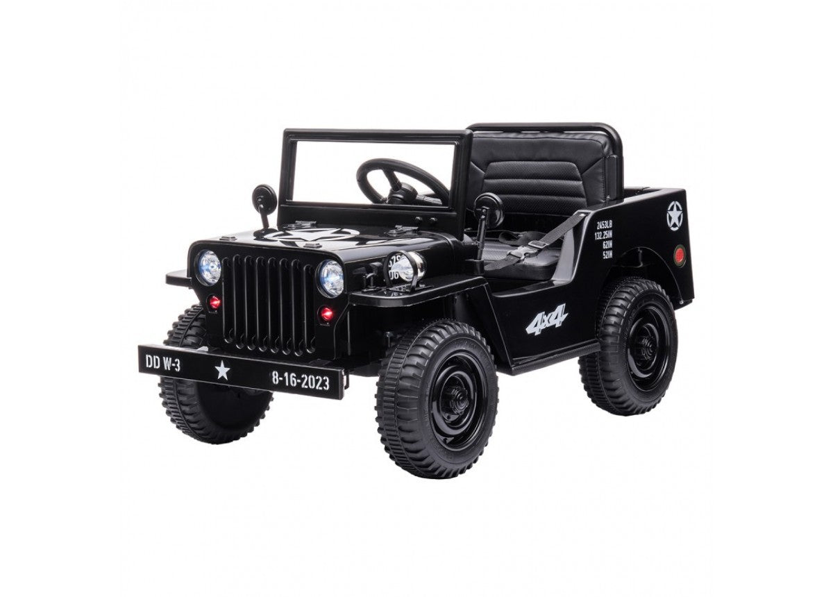 Correntoso black kids electric military ride on car with shovel