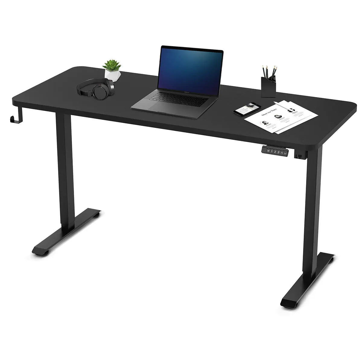 Garran black standing desk in a home office