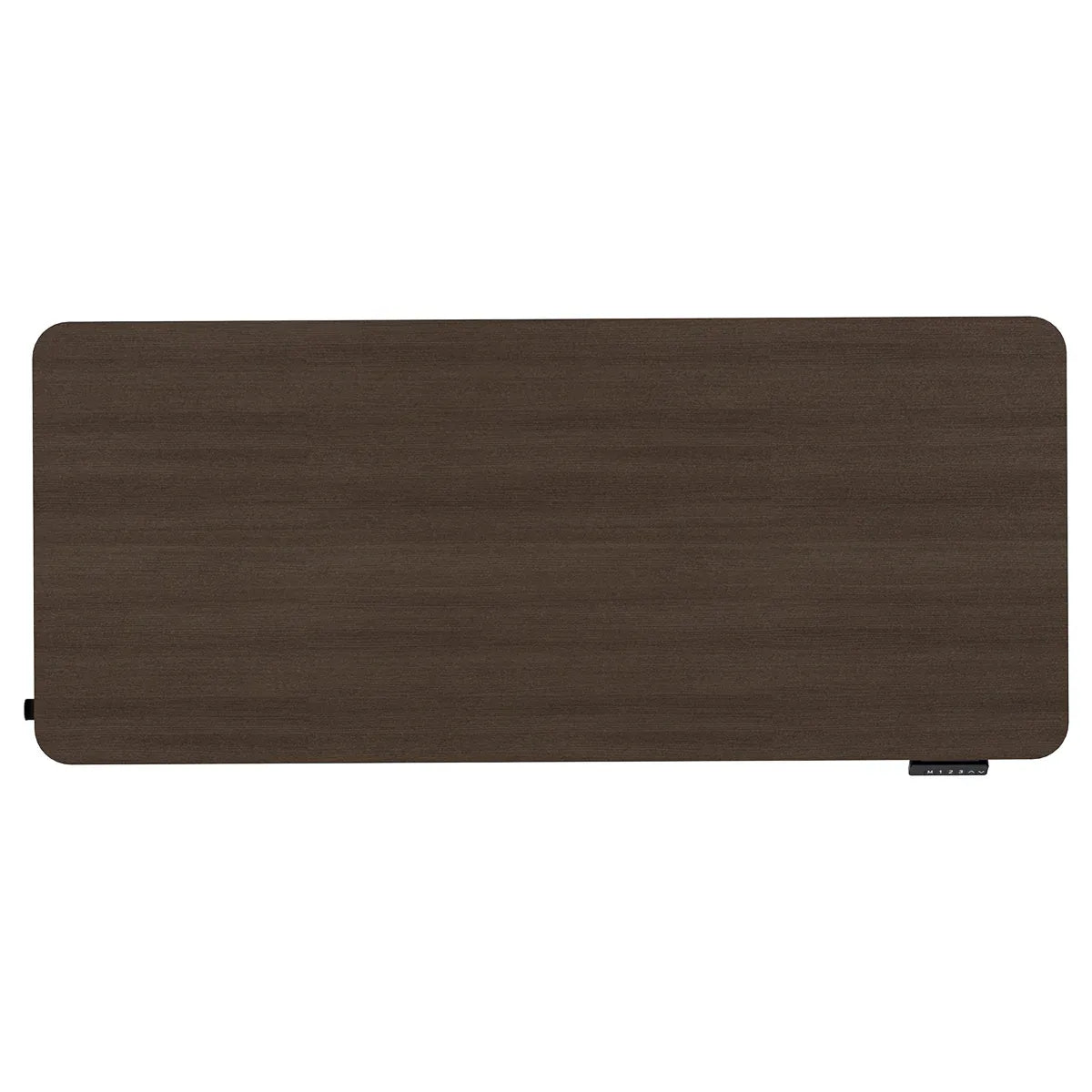 Reid walnut electric standing desk with black frame in a home office