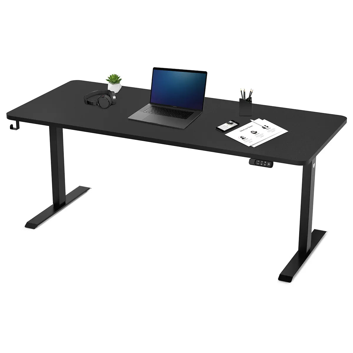 Griffith black electric standing desk 180cm in a home office