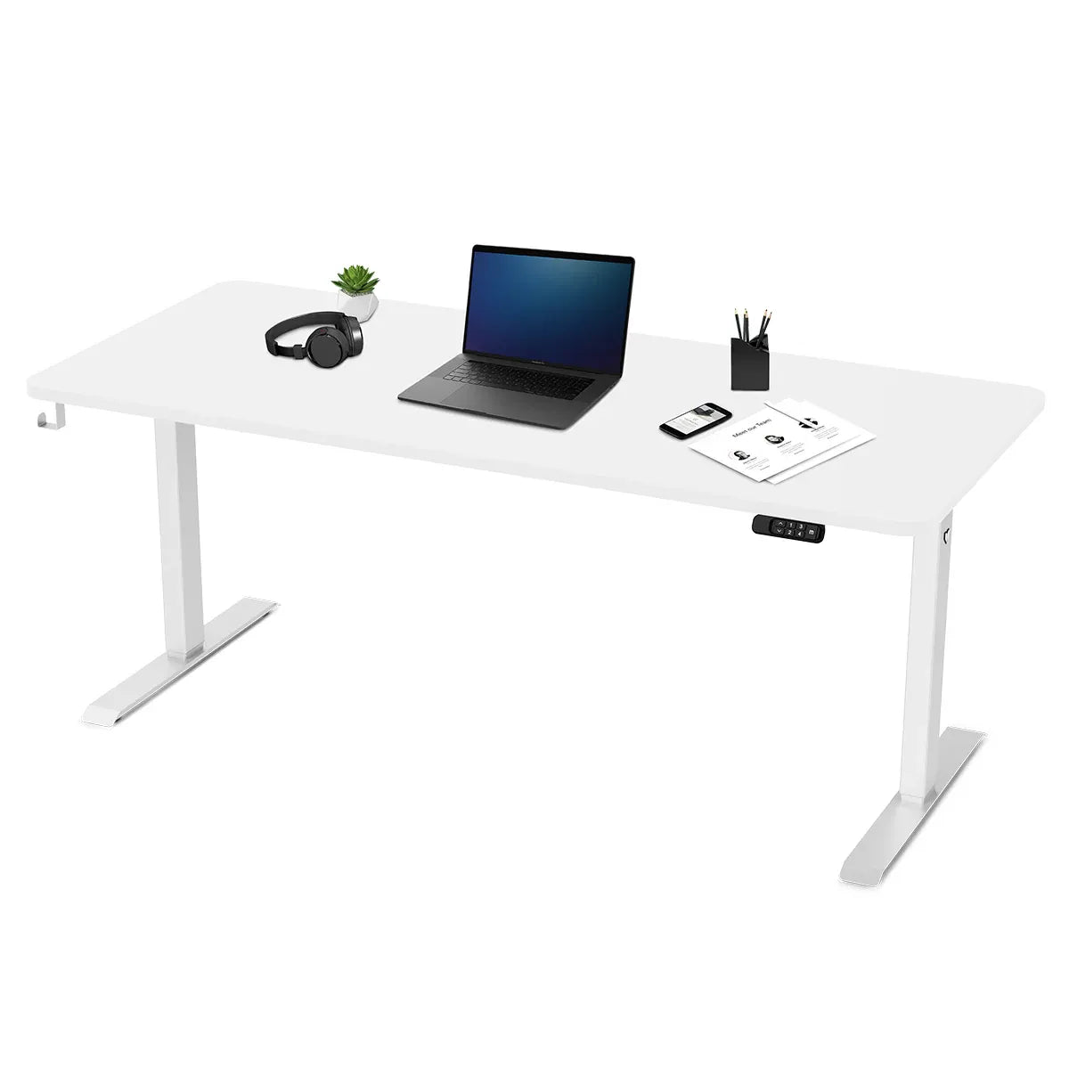 Crace Electric Standing Desk, White 180cm