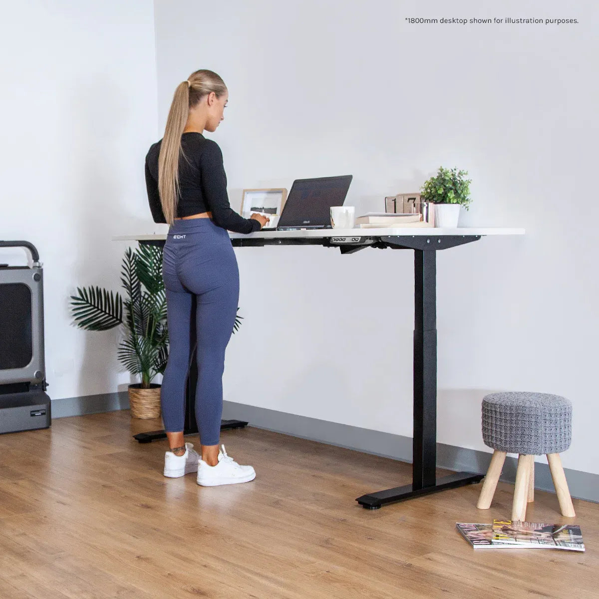 Fremantle Automatic Standing Desk, 150cm White & Black