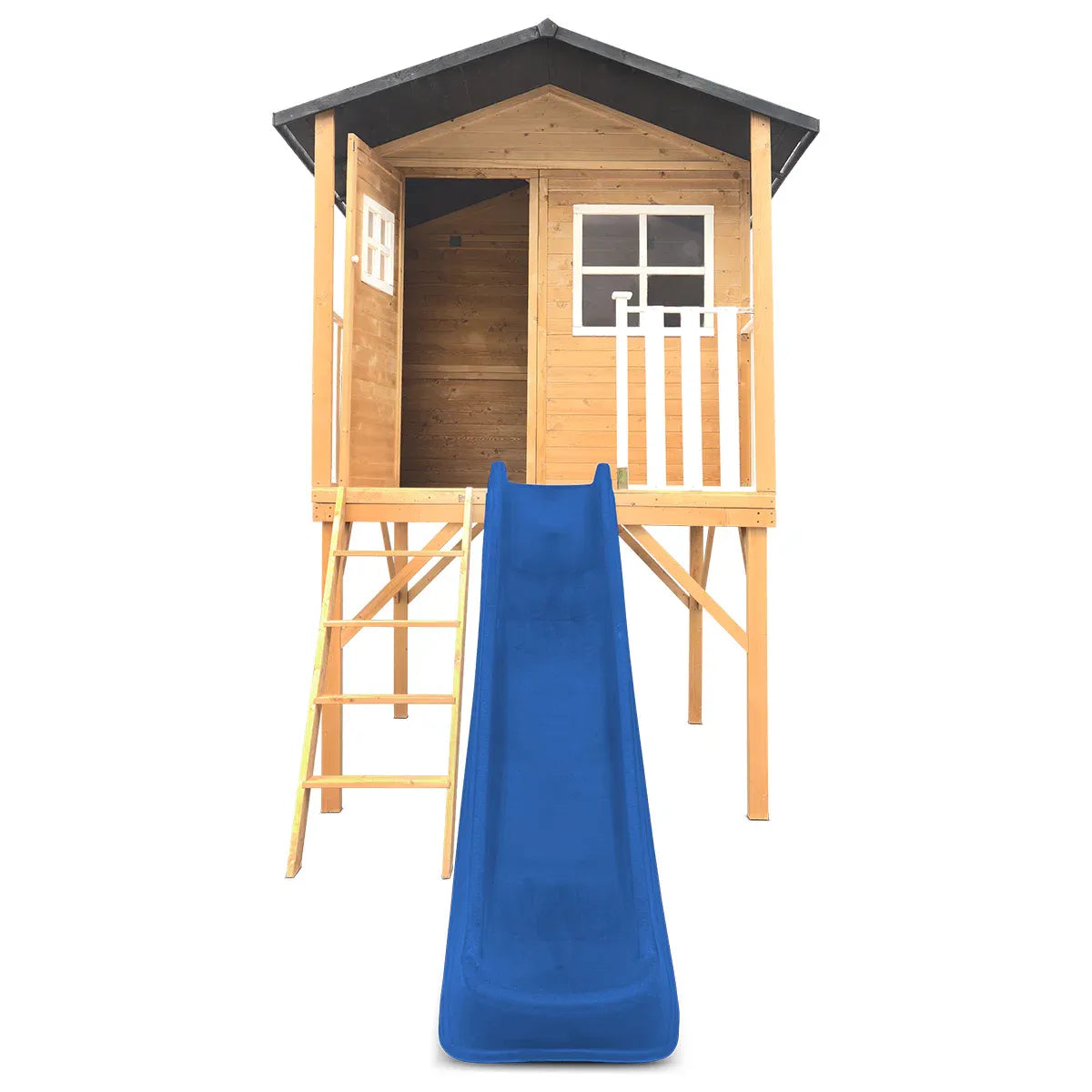 Kids Wooden Cubby House with 2.2m Slide, Blue