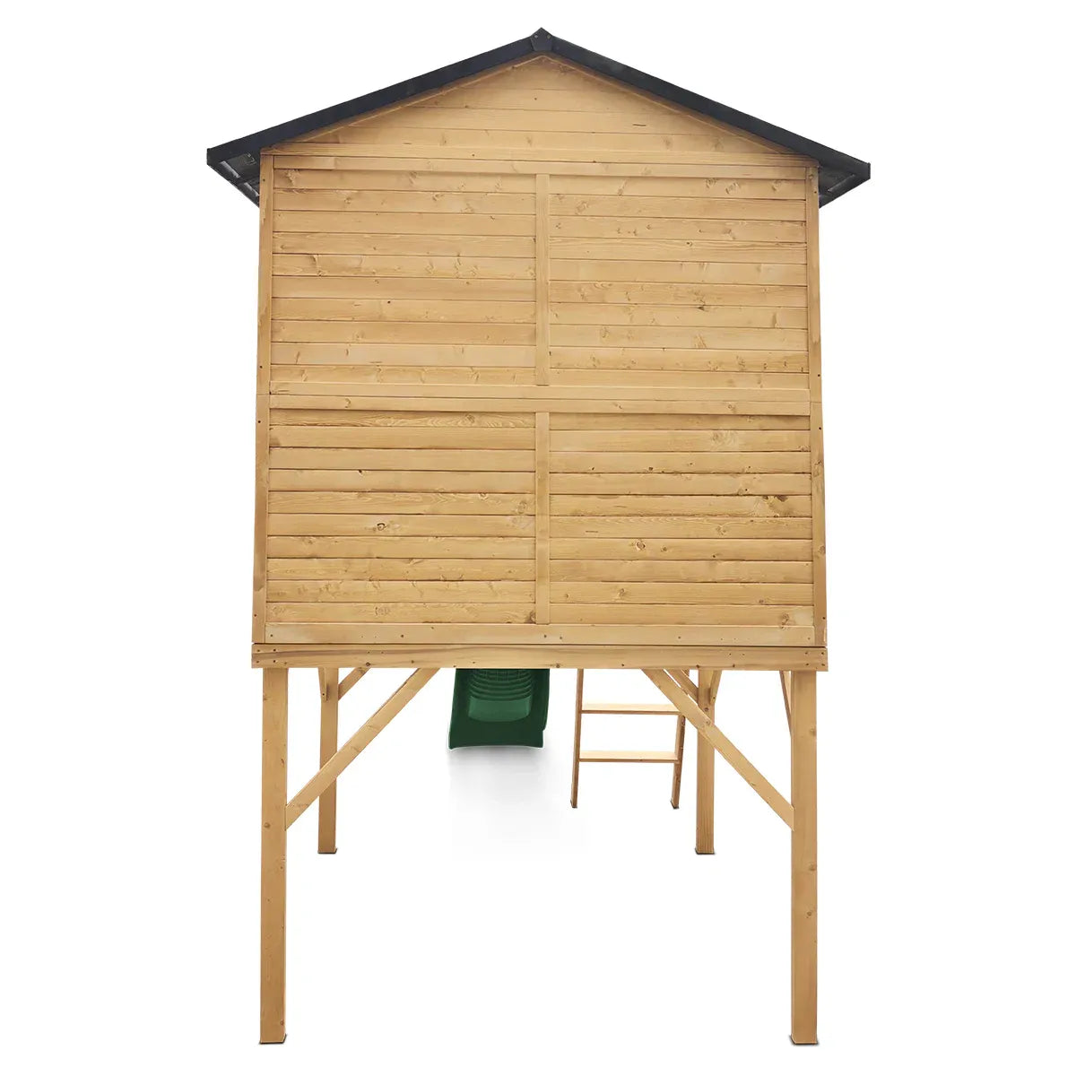 Kids Wooden Cubby House with 2.2m Slide, Green