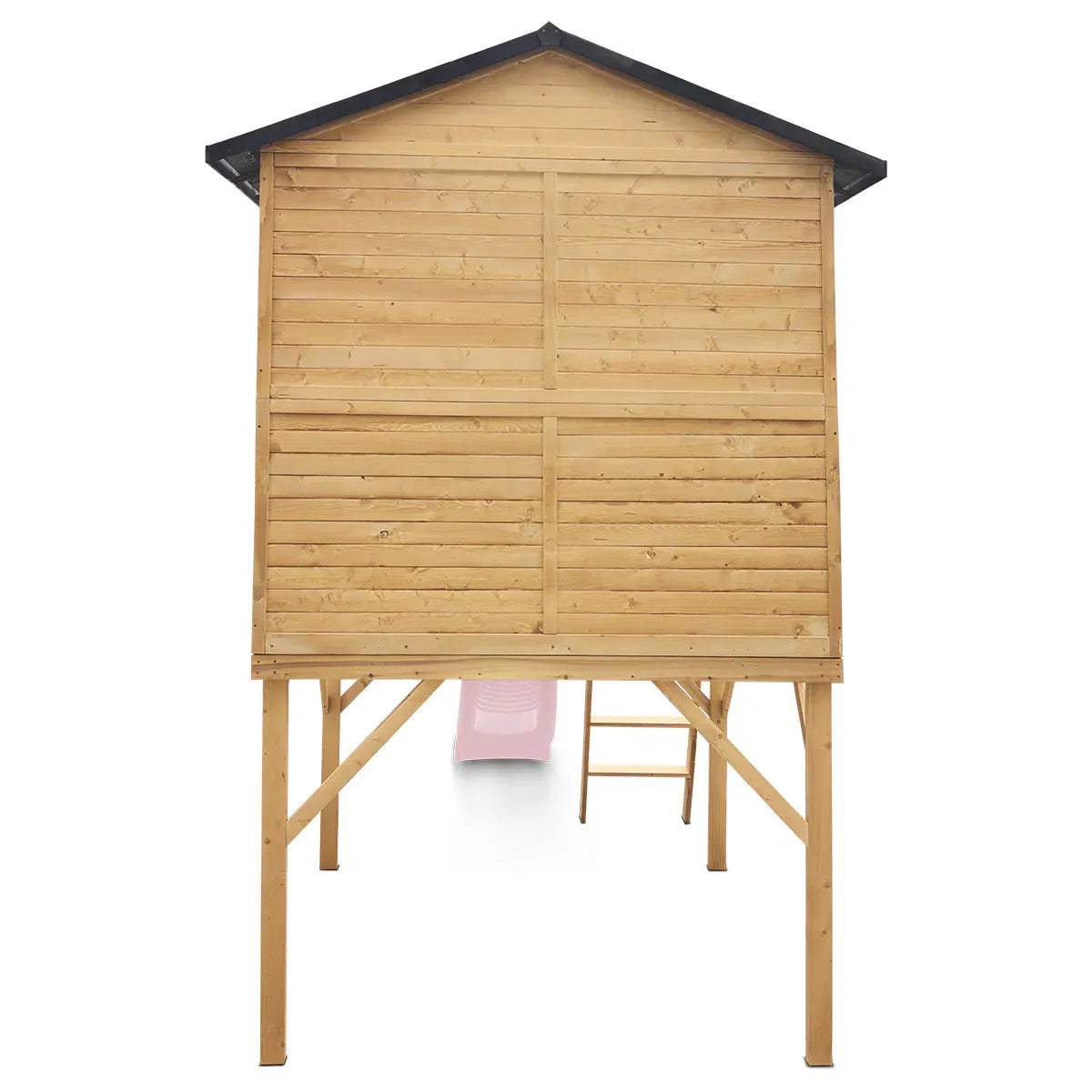 Kids Wooden Cubby House with 2.2m Slide, Pastel Pink
