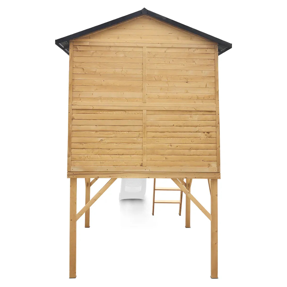 Kids Wooden Cubby House with 2.2m Slide, White