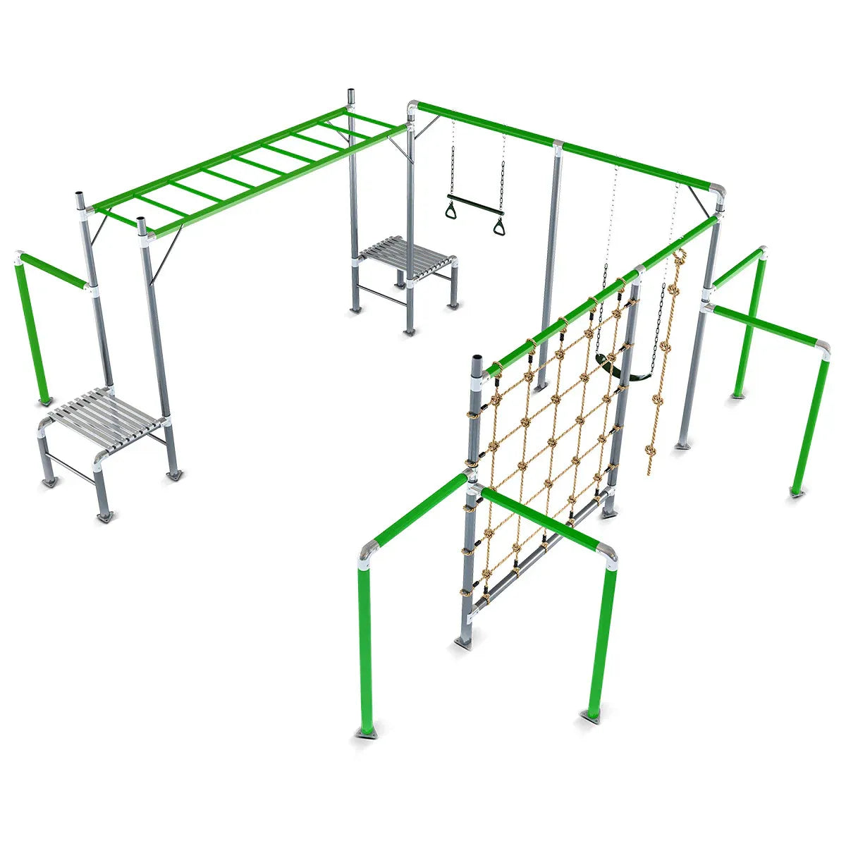 Kids Outdoor Play Centre with Monkey Bars, Swings and Climbing Net