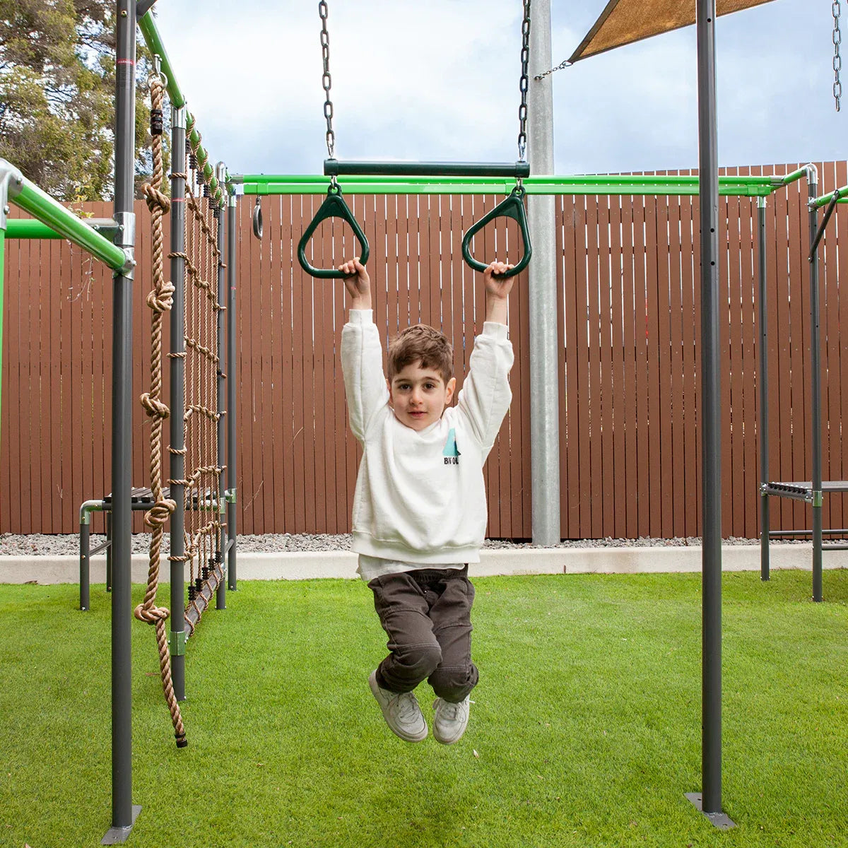 Kids Outdoor Play Centre with Monkey Bars, Swing and Trapeze