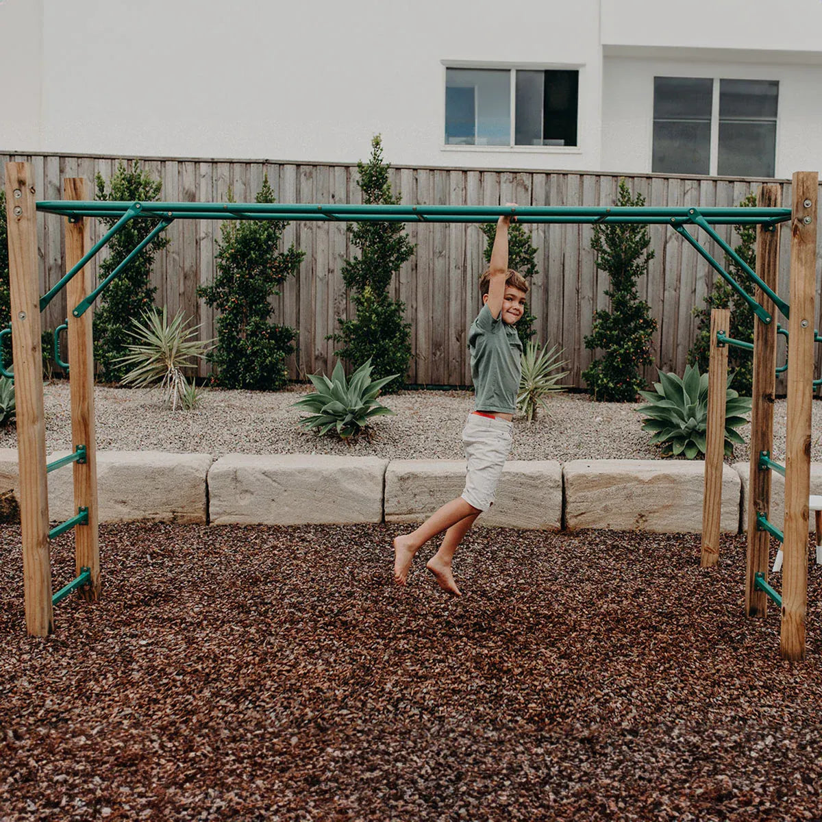 Kids Wooden Monkey Bar Set, 3m