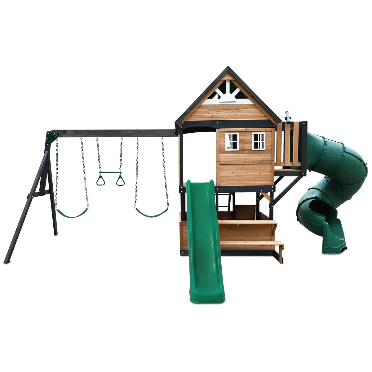 Kids Swing Set and Play Centre with 2.2m Slide, Green