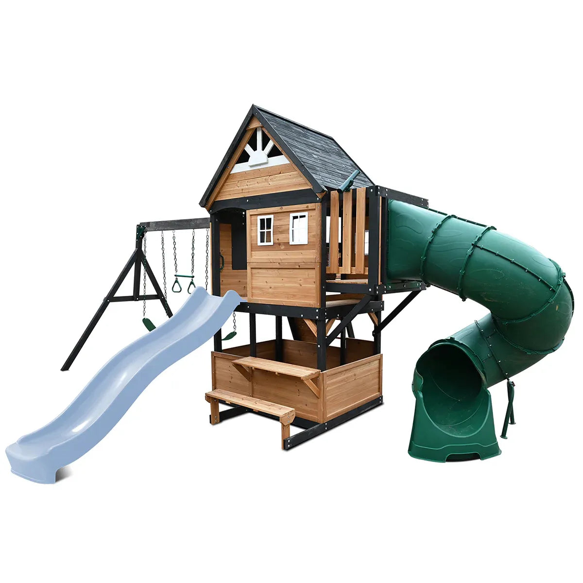 Kids Swing Set and Play Centre with 2.2m Slide, Pastel Blue