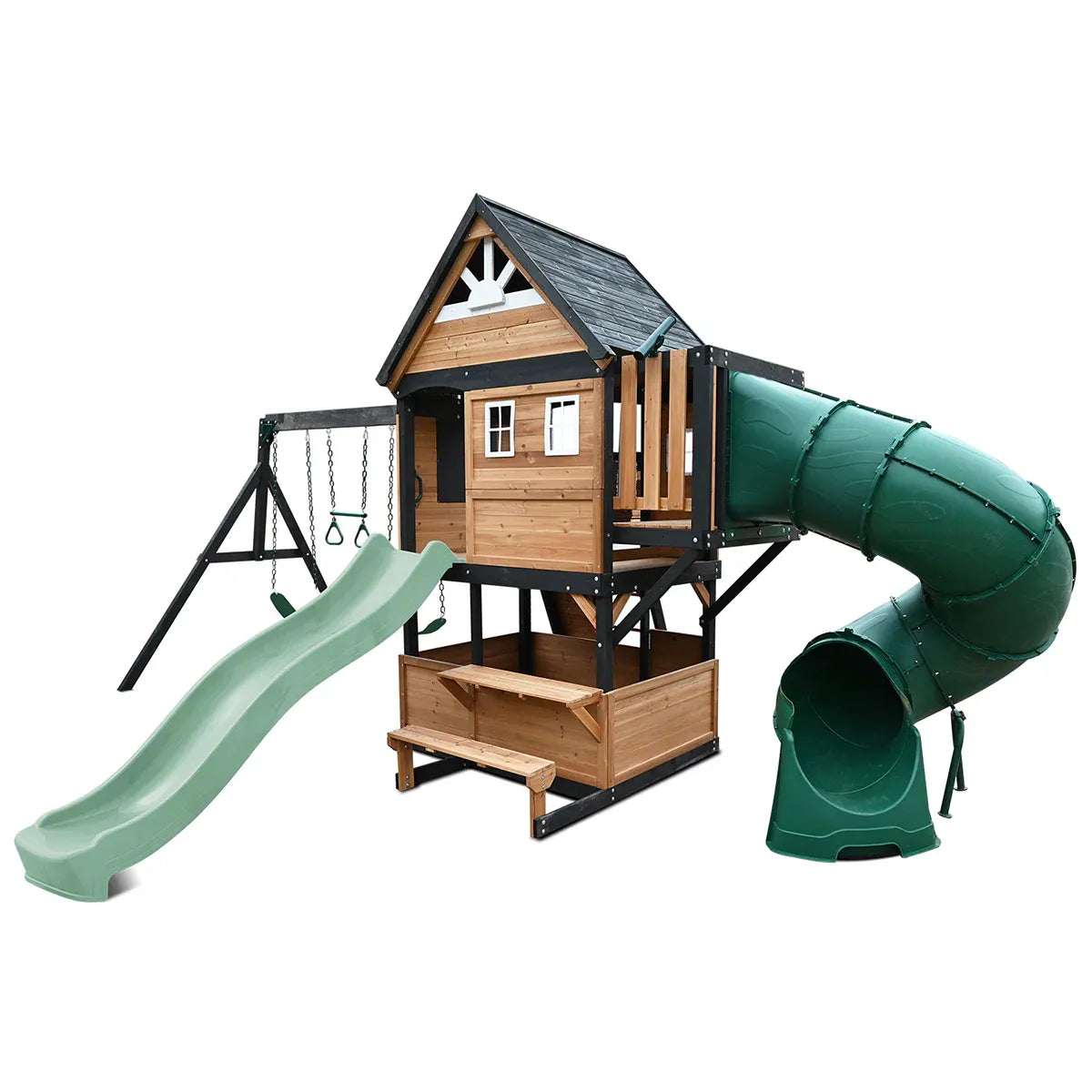 Kids Swing Set and Play Centre with 2.2m Slide, Pastel Green