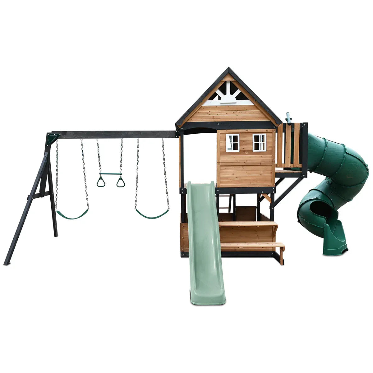 Kids Swing Set and Play Centre with 2.2m Slide, Pastel Green