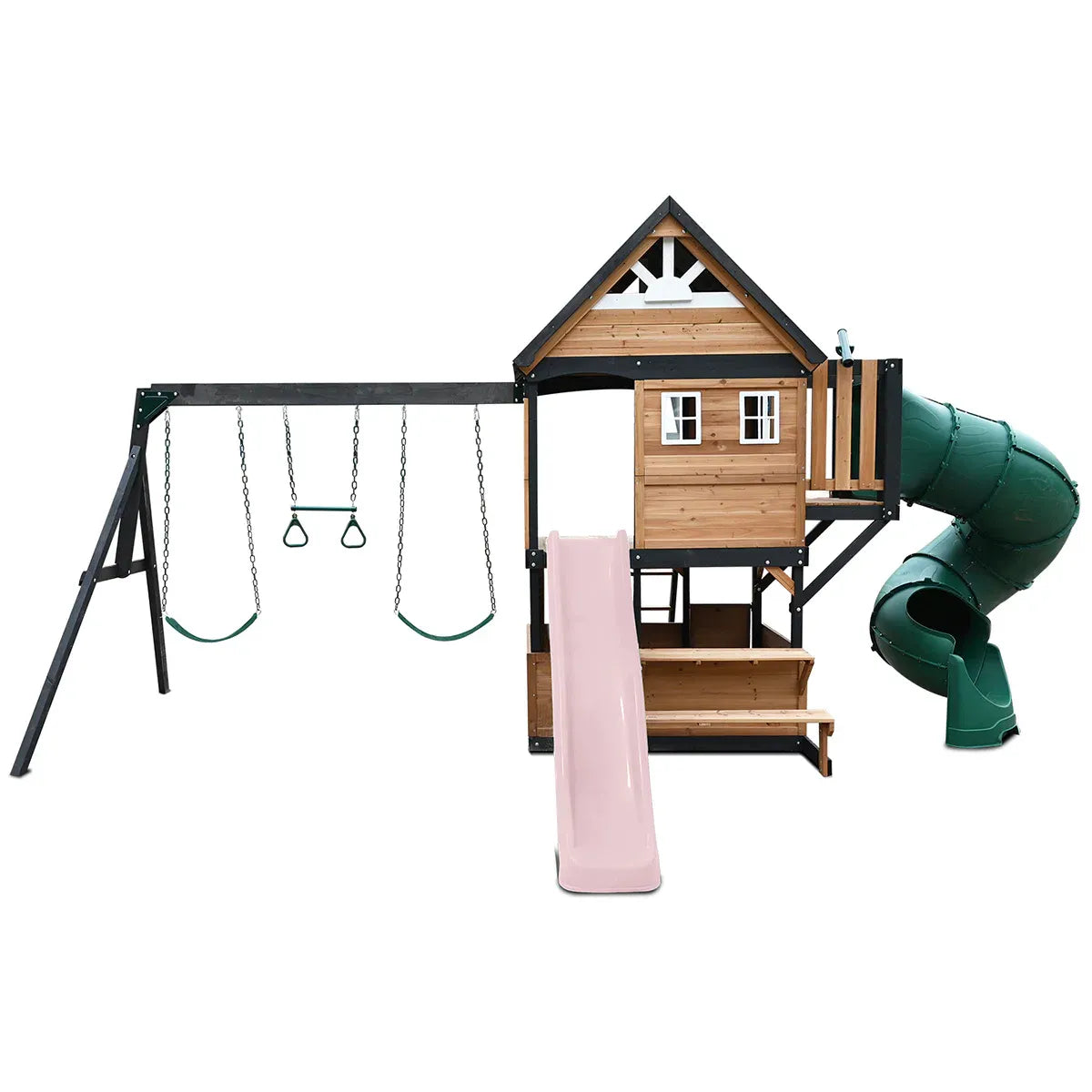 Kids Swing Set and Play Centre with 2.2m Slide, Pastel Pink