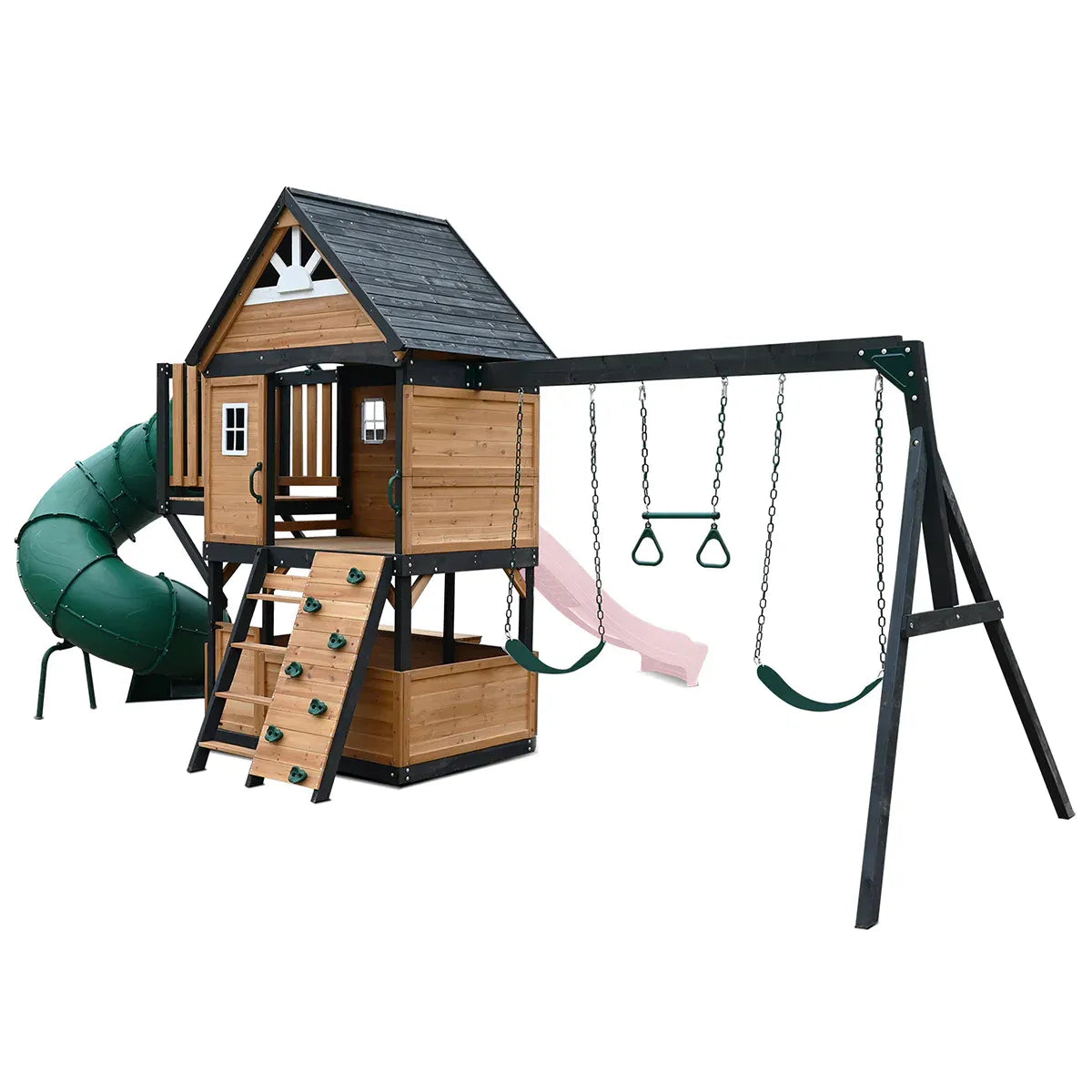Kids Swing Set and Play Centre with 2.2m Slide, Pastel Pink
