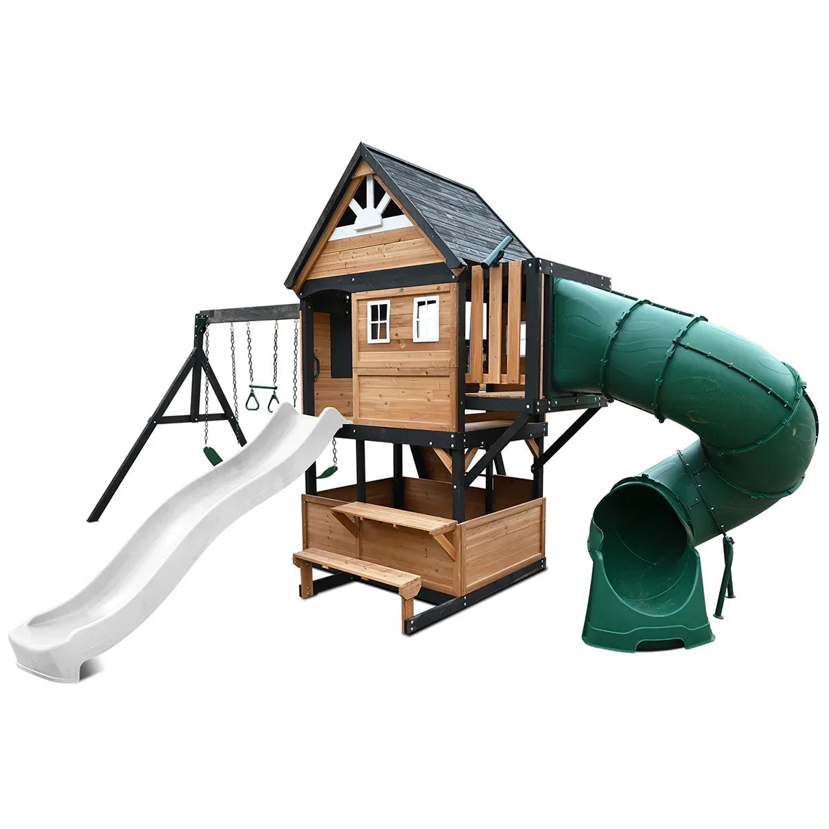 Kids Swing Set and Play Centre with 2.2m Slide, White