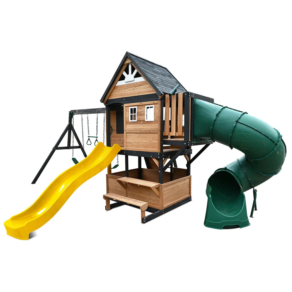 Kids Swing Set and Play Centre with 2.2m Slide, Yellow