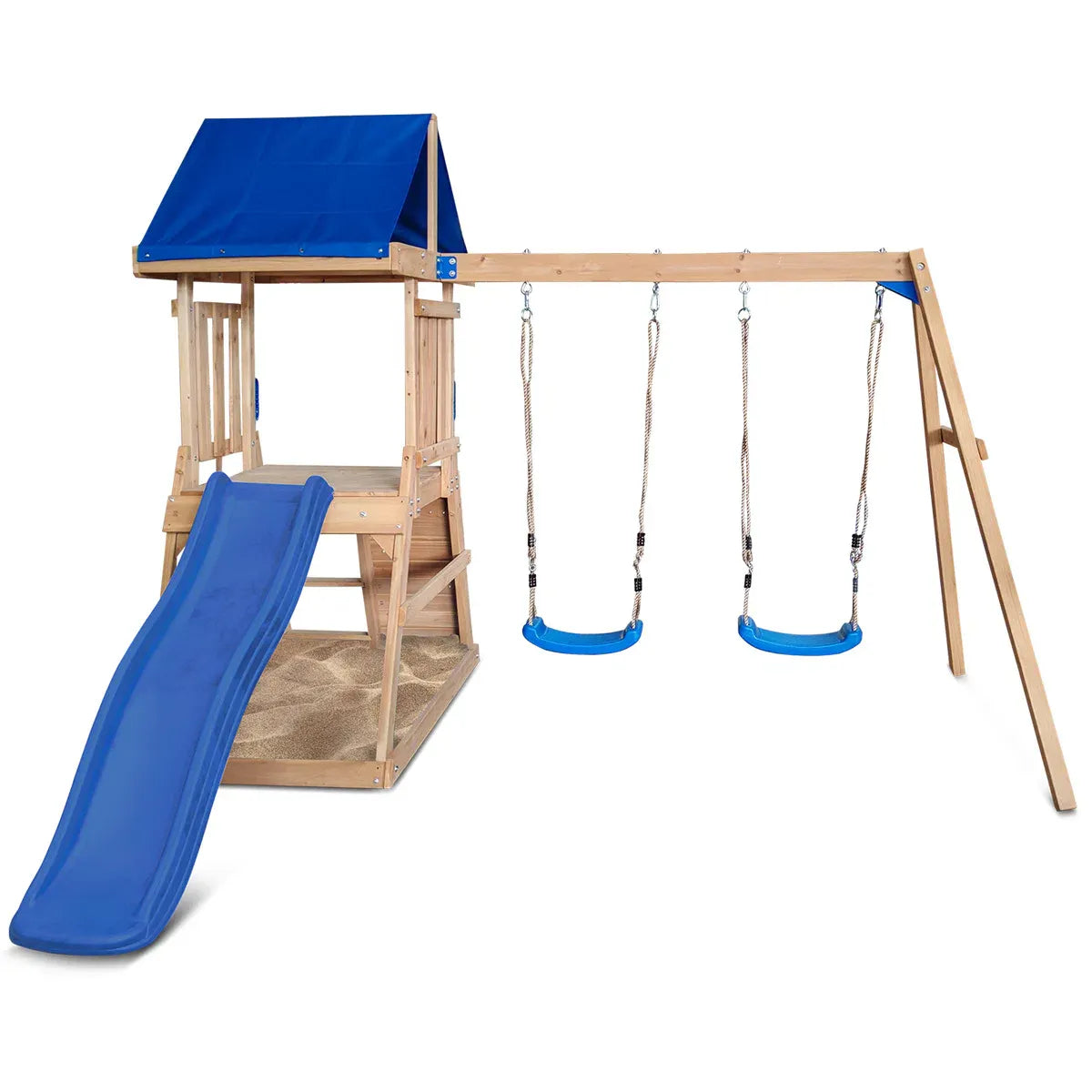 Kids Swing Set and Play Centre with 1.8m Slide, Blue