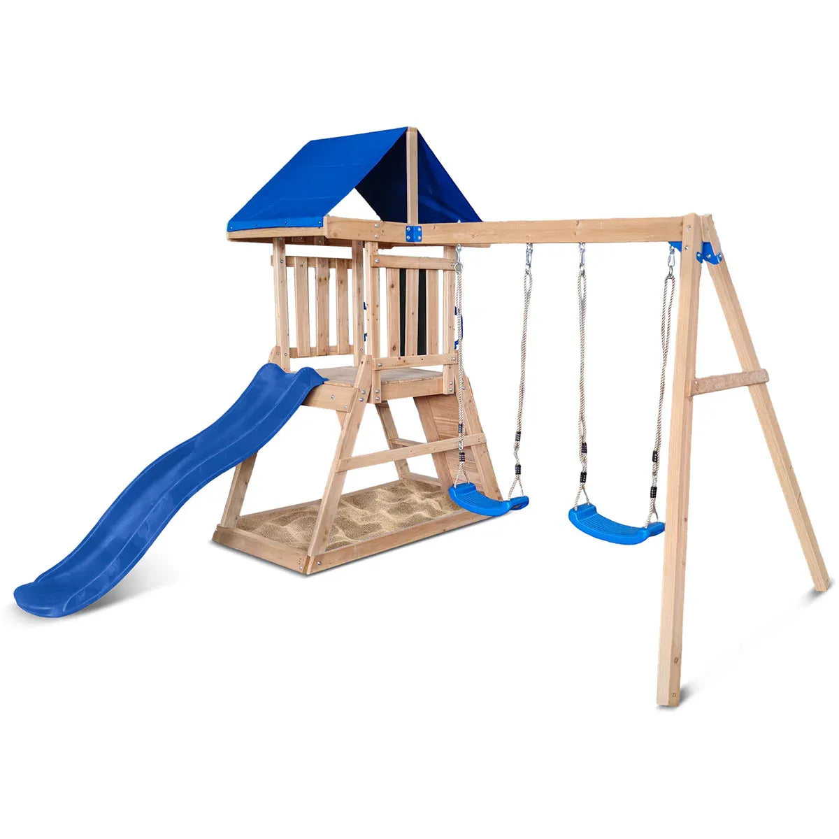 Kids Swing Set and Play Centre with 1.8m Slide, Blue