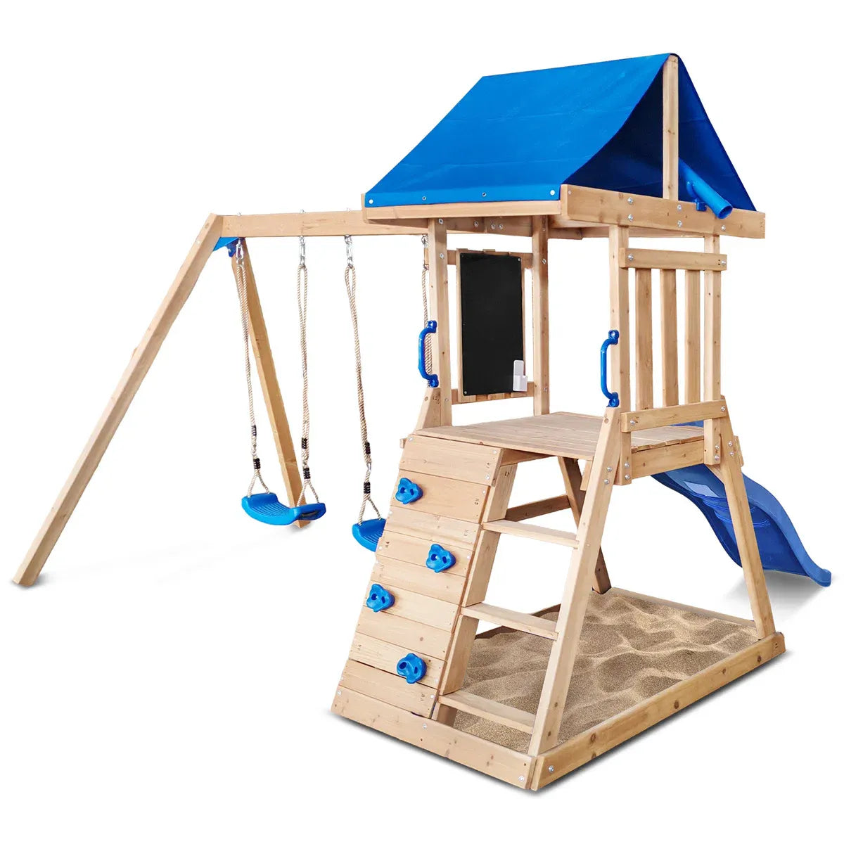 Kids Swing Set and Play Centre with 1.8m Slide, Blue