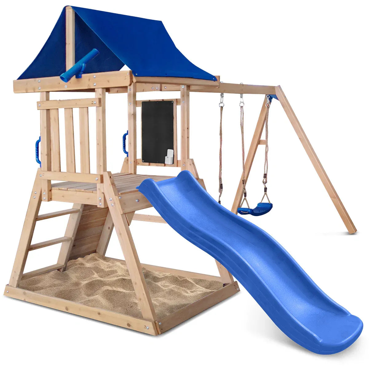 Kids Swing Set and Play Centre with 1.8m Slide, Blue