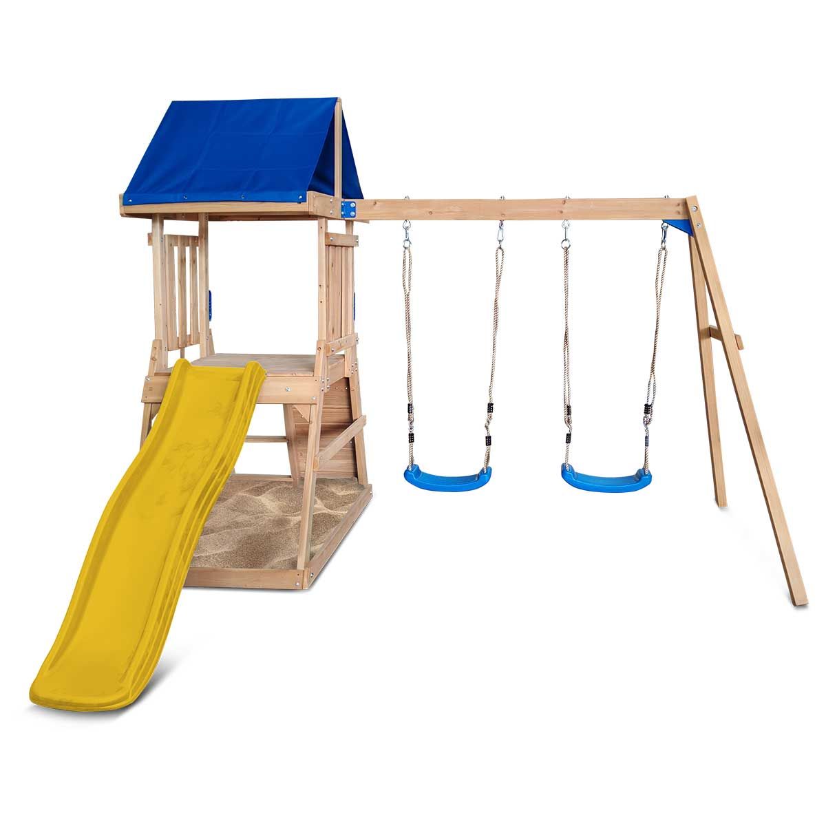 Kids Swing Set and Play Centre with 1.8m Slide, Yellow