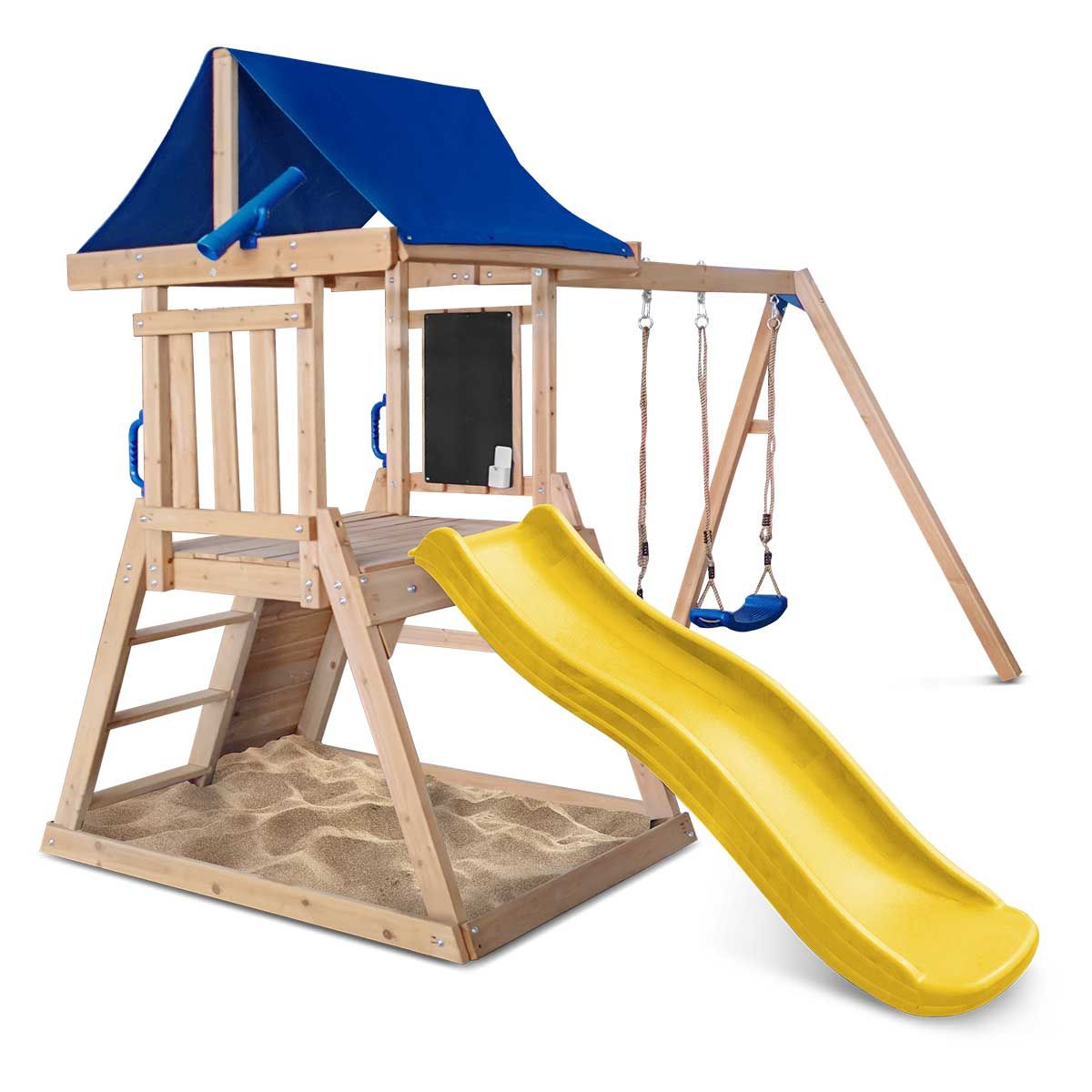 Kids Swing Set and Play Centre with 1.8m Slide, Yellow