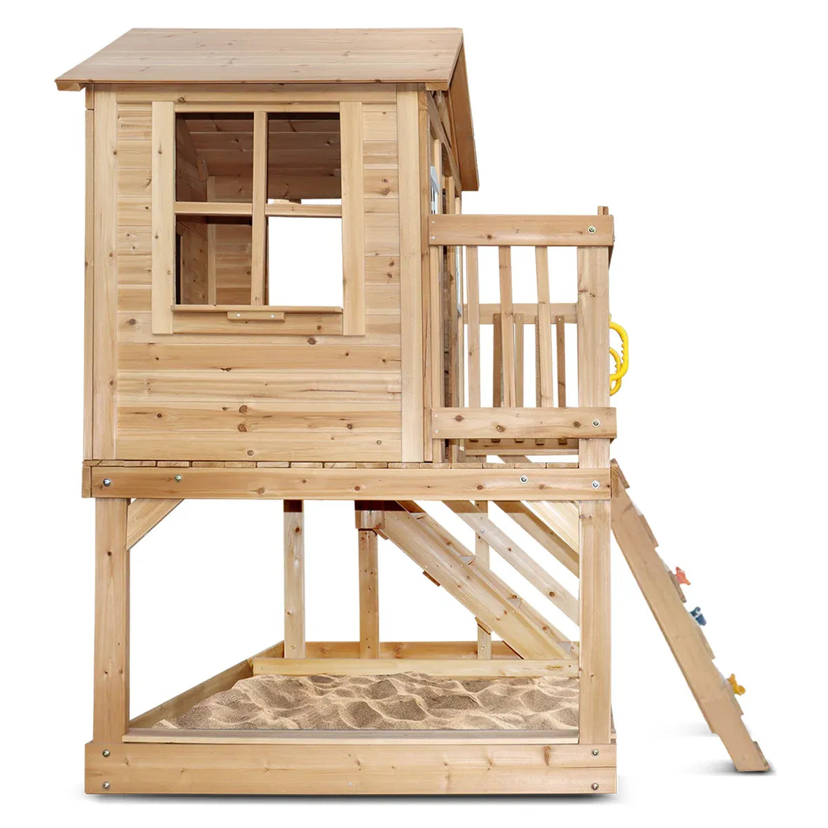 Kids Wooden Play Centre with Rock Climbing Wall, Sandpit and Play Kitchen