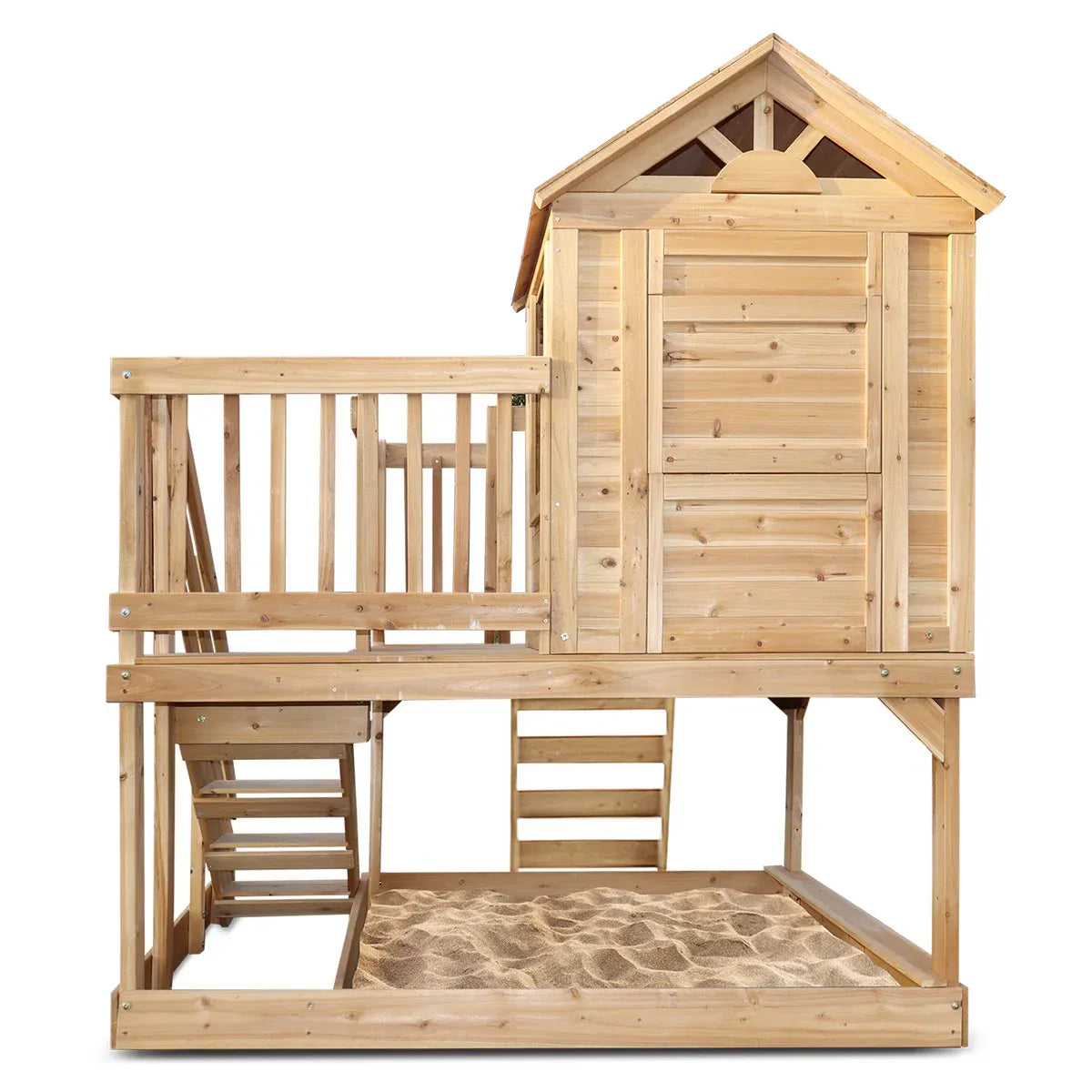 Kids Wooden Play Centre with Rock Climbing Wall, Sandpit and Play Kitchen