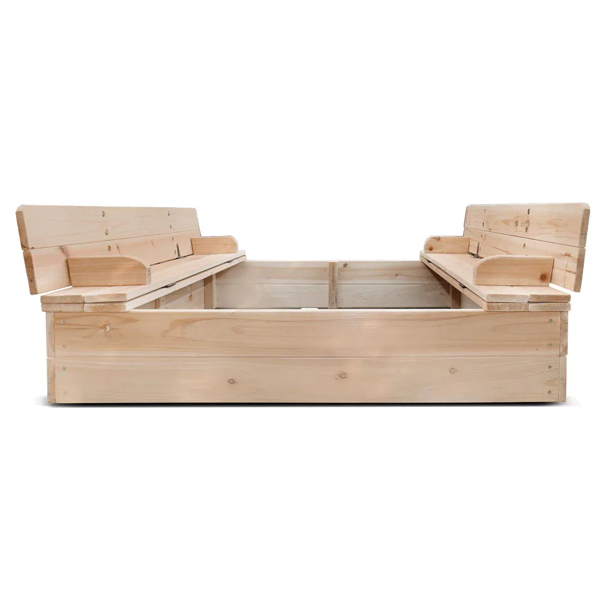 Square Timber Sandpit with Folding Seats, 100cm