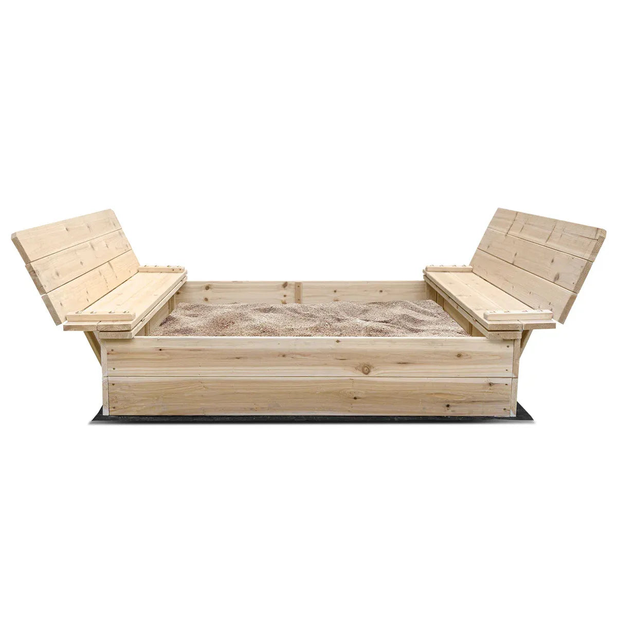 Sandpit with seats closed as a cover