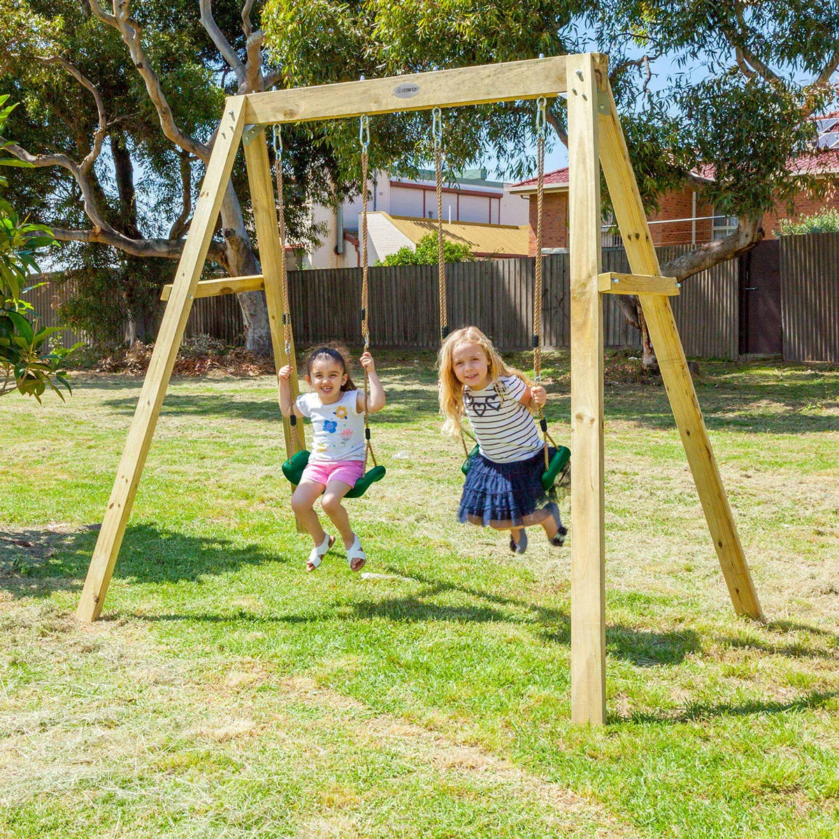 Timber swing frame side view