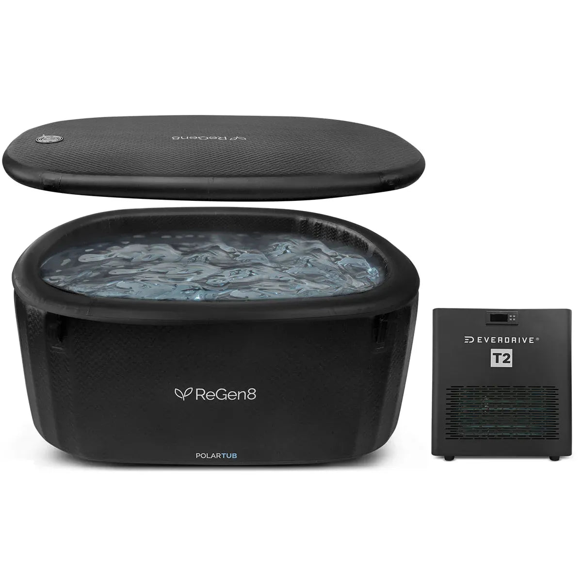 Oval cold plunge ice bath with chiller unit, 505L inflatable tub