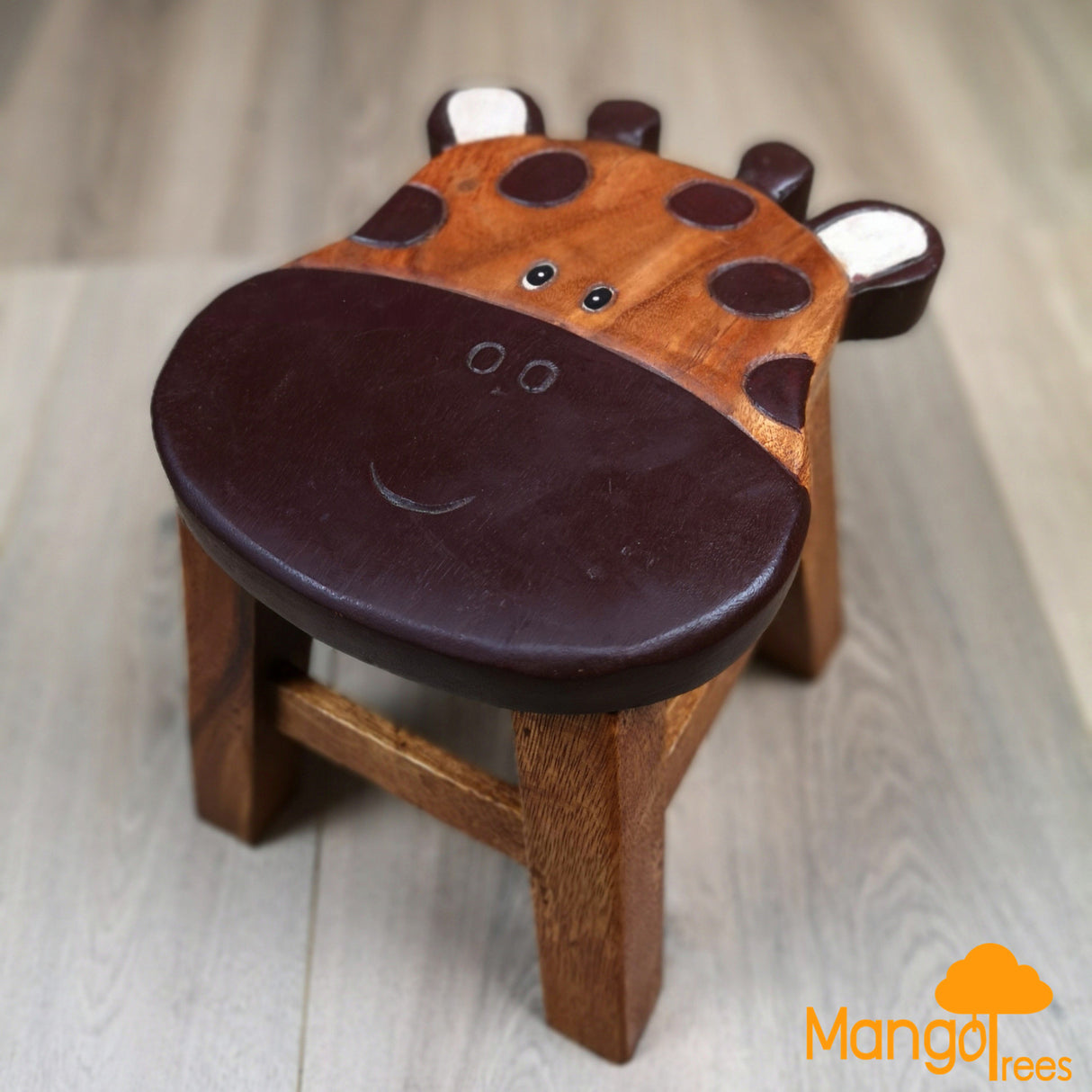 Children's wooden animal stool in a giraffe design