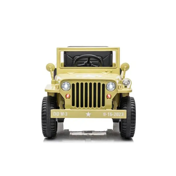 Brooklands Kids Ride On Car, 12V Electric Military Jeep, Khaki