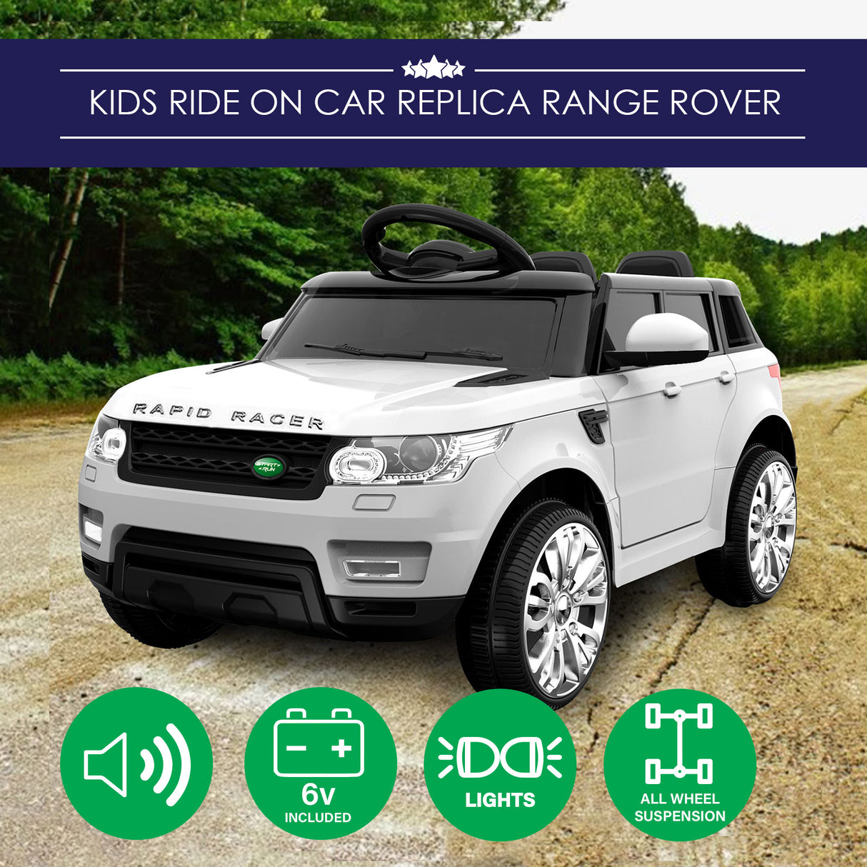Warton Kids Ride On Car, 12V Electric, White