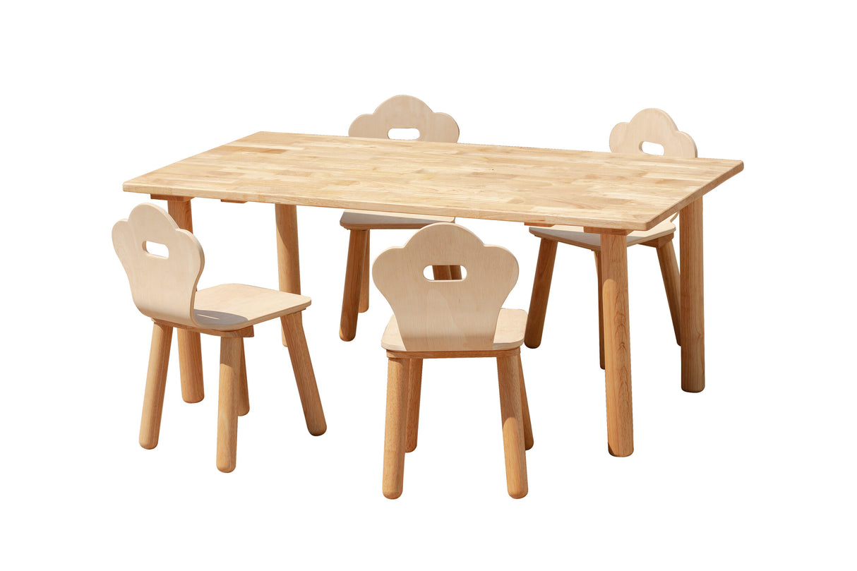 Classic Rectangular Kids Table and 4 Chairs Set