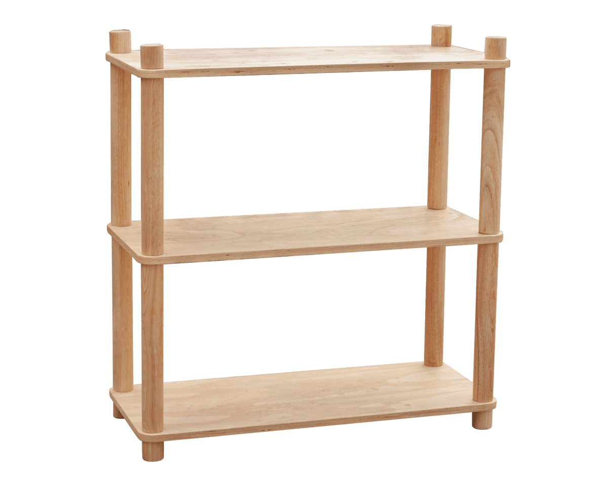 Kids 3 Tier Wooden Shelf, Natural
