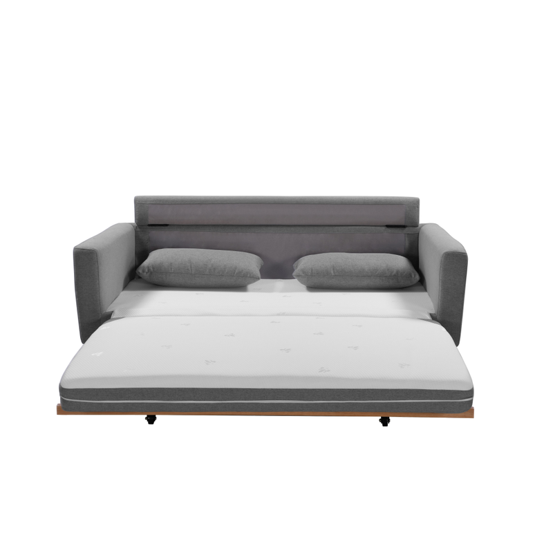 Sueca grey celadon fabric sofa bed in a modern living room