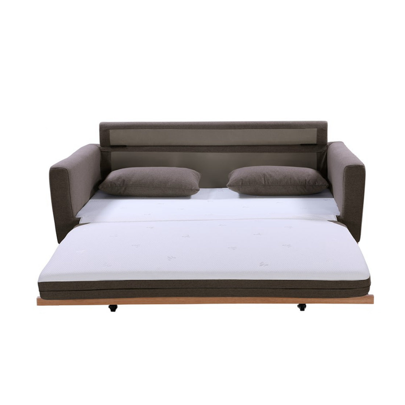 Sueca grey taupe fabric sofa bed in a modern living room