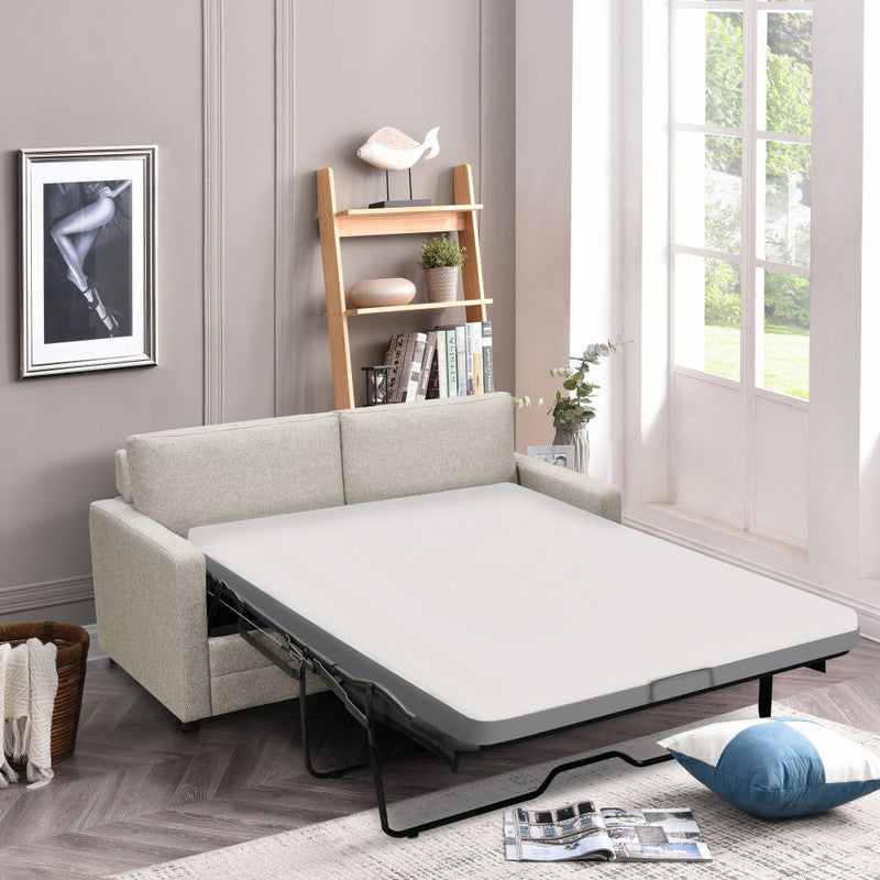 Piles light grey fabric sofa bed in a modern living room
