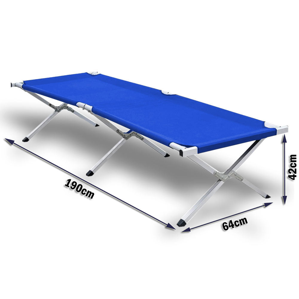 Larapinta Folding Camp Stretcher Bed, Blue