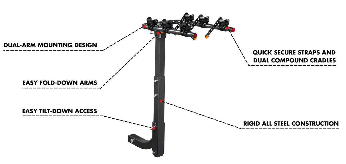 Aalst Foldable Hitch Mount Bike Rack, 3 Bike, 50kg, Black