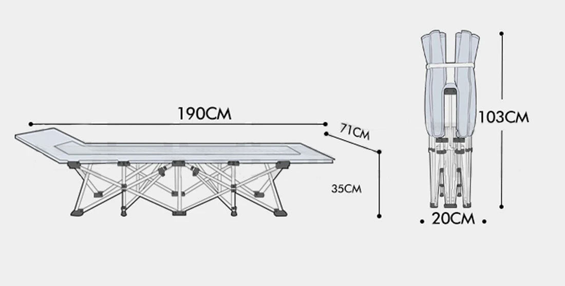Maligne Camping Stretcher Bed, Single, Grey