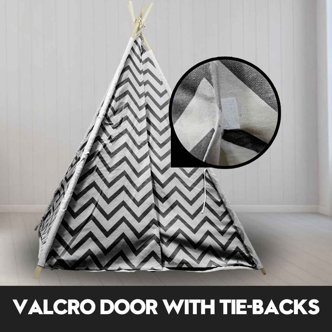 Clearwater Kids Teepee Tent, Giant Cotton Canvas Wigwam, Black