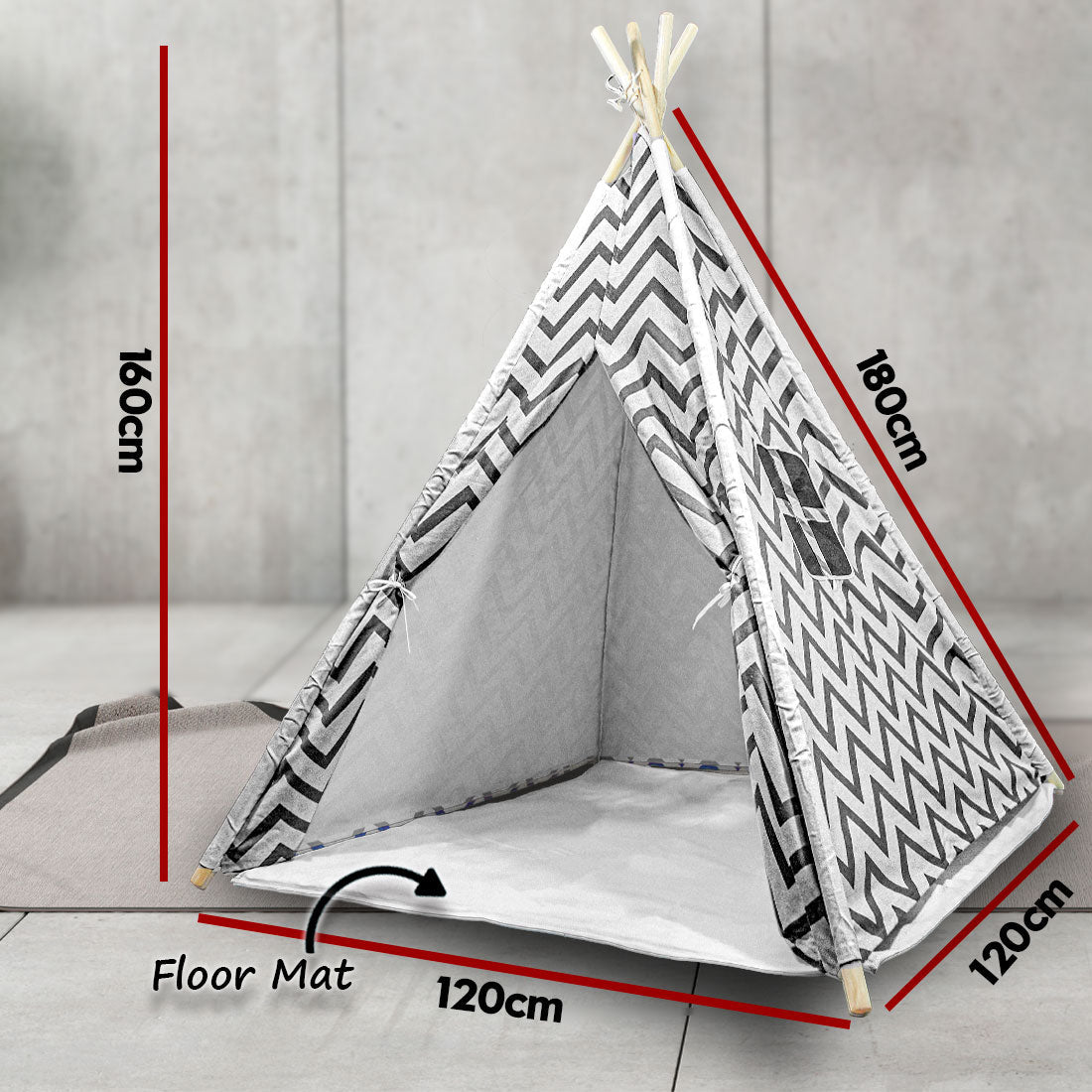 Clearwater Kids Teepee Tent, Giant Cotton Canvas Wigwam, Black