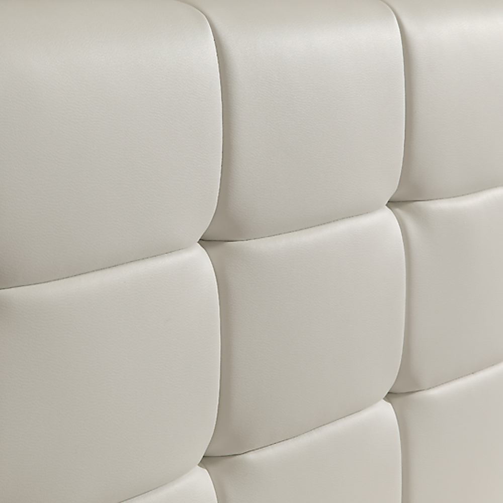 Palermo White PU Leather Queen Bed Frame